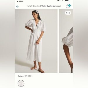 Hutch smocked waist eyelet jumpsuit Anthropologie